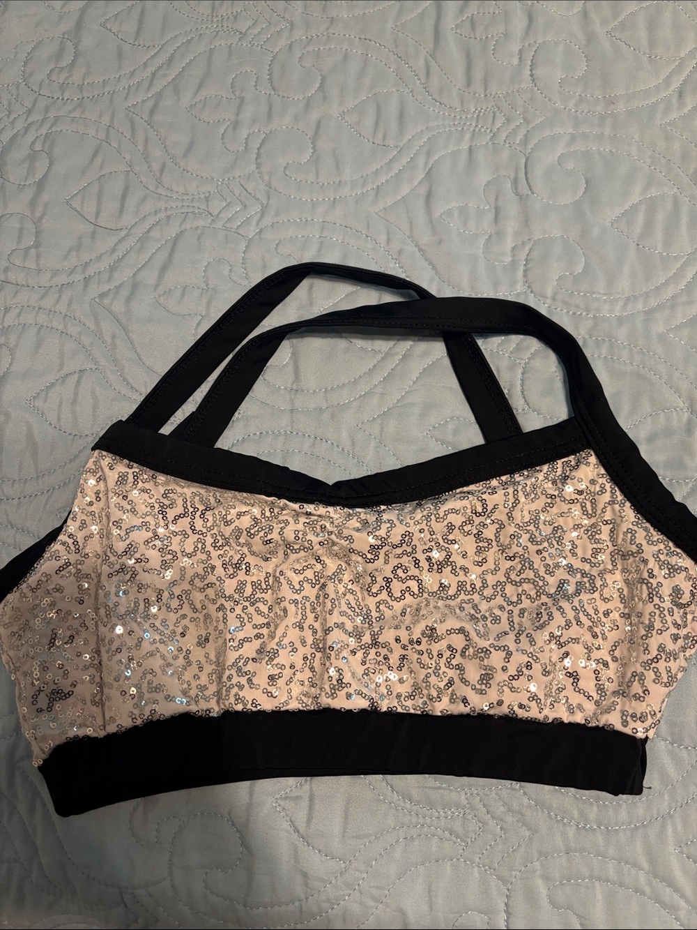 Sequin-Embellished Cropped Dance Top.